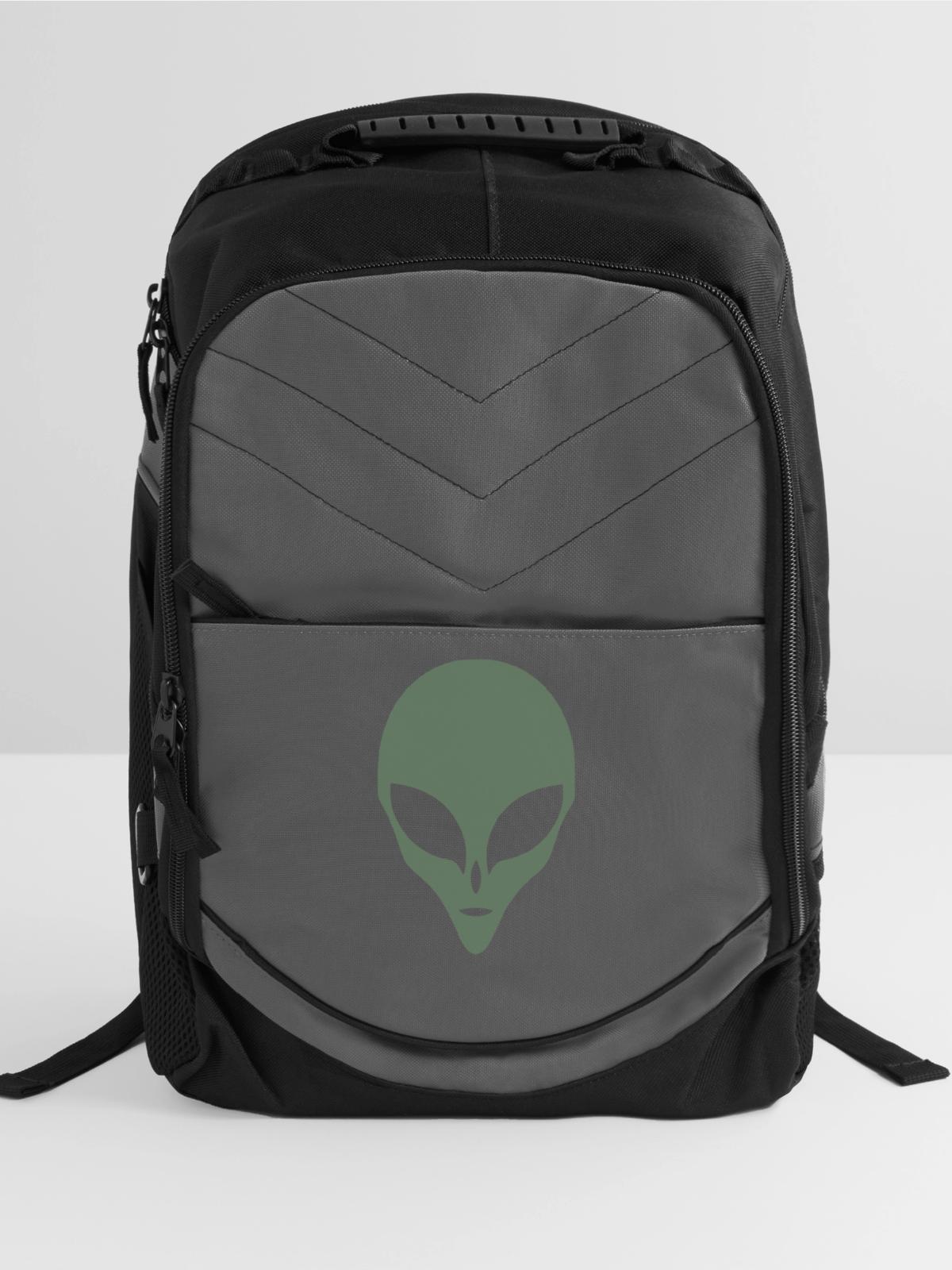 Alien Silhouette Head Face - Computer Backpack - charcoal - Front