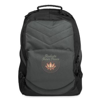 Boho Yoga Spiritual Gift For Yogi Mindful Lotus - Computer Backpack - charcoal - Front