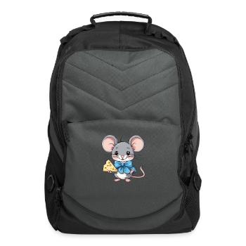 Cute mouse cheese - Computer Backpack - charcoal - Front