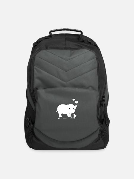 Schwein Süß rosa herzen blume - Computer Backpack - charcoal