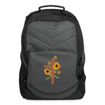 Christian Cross Sunflowers Religious Women Faith - Computer Backpack - charcoal - Front