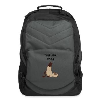 Time for Yoga T-shirt - Funny Cat - Computer Backpack - charcoal - Front