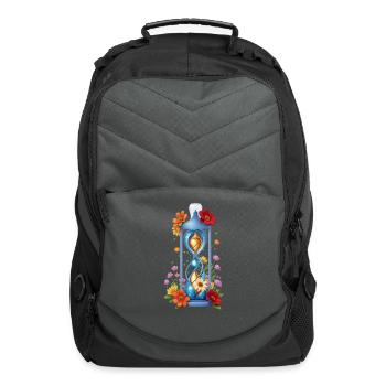 Hourglass filled with vibrant flowers - Computer Backpack - charcoal - Front