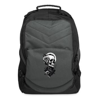Moonlit Skull and Roses - Computer Backpack - charcoal - Front