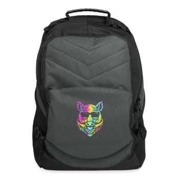 Retro Hog Hunting Boar Face Pig With Glasses - Computer Backpack - charcoal - Front