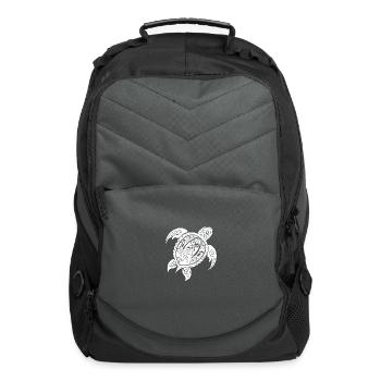 Vintage Abstract Wild Tattoo Turtle - Computer Backpack - charcoal - Front