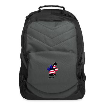 An American Flag-Patterned Cat's Paw - Computer Backpack - charcoal - Front