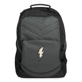 Vintage Lightning Bolt Distressed T-Shirt - Computer Backpack - charcoal - Front