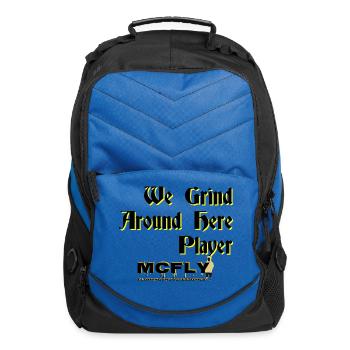 We Grind Around Here Player Clothing Design - Computer Backpack - royal blue - Front