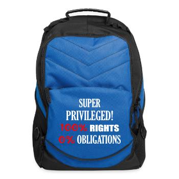 “SUPER PRIVILEGED!” – FUN/HUMOROUS T-SHIRTS - Computer Backpack - royal blue - Front