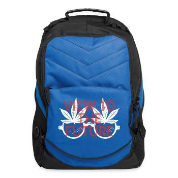 Future Focused Cannabis Leaf Design - Computer Backpack - royal blue - Front