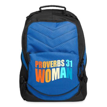 Proverbs 31 Religious Bible Verse - Computer Backpack - royal blue - Front