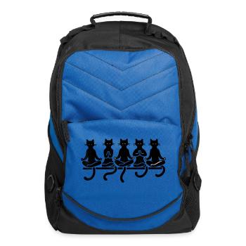 Cat Yoga Poses Minimalist Art Funny Zen Cat Medita - Computer Backpack - royal blue - Front