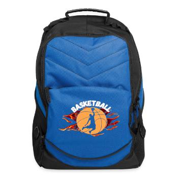 Flaming Dunk Basketball Silhouette - Computer Backpack - royal blue - Front