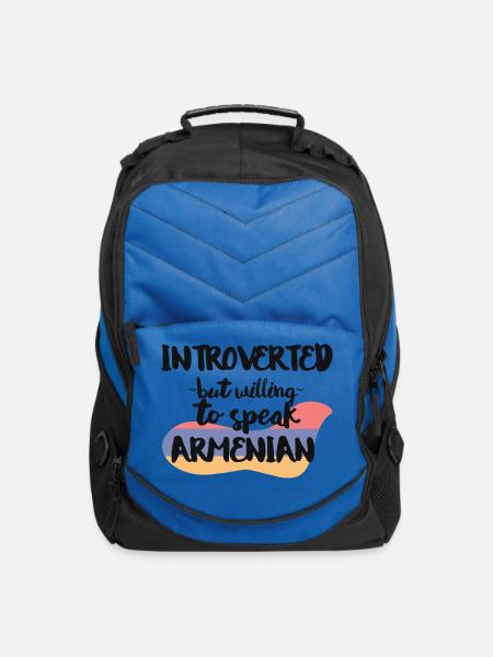 Introverted But Willing To Speak Armenian - Computer Backpack - royal blue