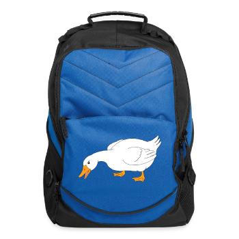 Whimsical White Duck Sketch - Computer Backpack - royal blue - Front