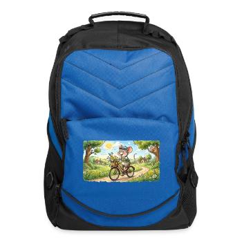 Happy mouse riding bicycle. - Computer Backpack - royal blue - Front