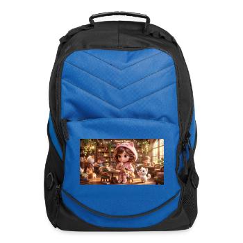 Cozy Cat Café Library Play - Computer Backpack - royal blue - Front