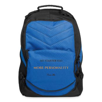 My Starter Has More Personality Than Me Shirt - Computer Backpack - royal blue - Front
