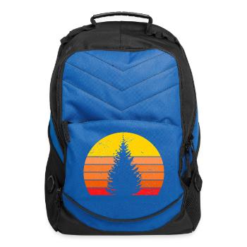 Sunset Silhouette of a Pine Tree - Computer Backpack - royal blue - Front