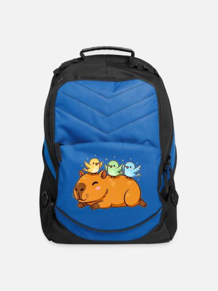 Funny Capybara With Birds Kids Boys Girls Cute Pet - Computer Backpack - royal blue