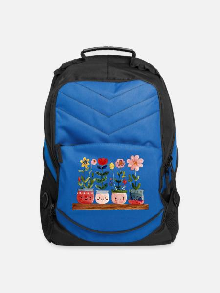 Happy Flower Pots - Computer Backpack - royal blue