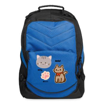 Cute Cats & Paws Adorable Pet Art - Computer Backpack - royal blue - Front