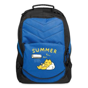 Cool Summer Cat – Cute Lazy Cat Relaxing with Air - Computer Backpack - royal blue - Front