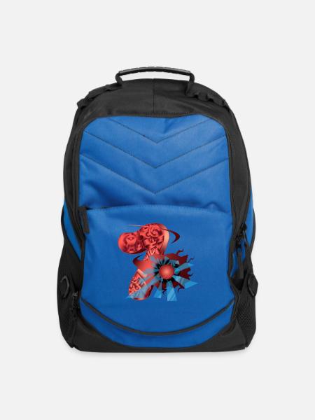 Two Burst Ribbon Emblem - Computer Backpack - royal blue