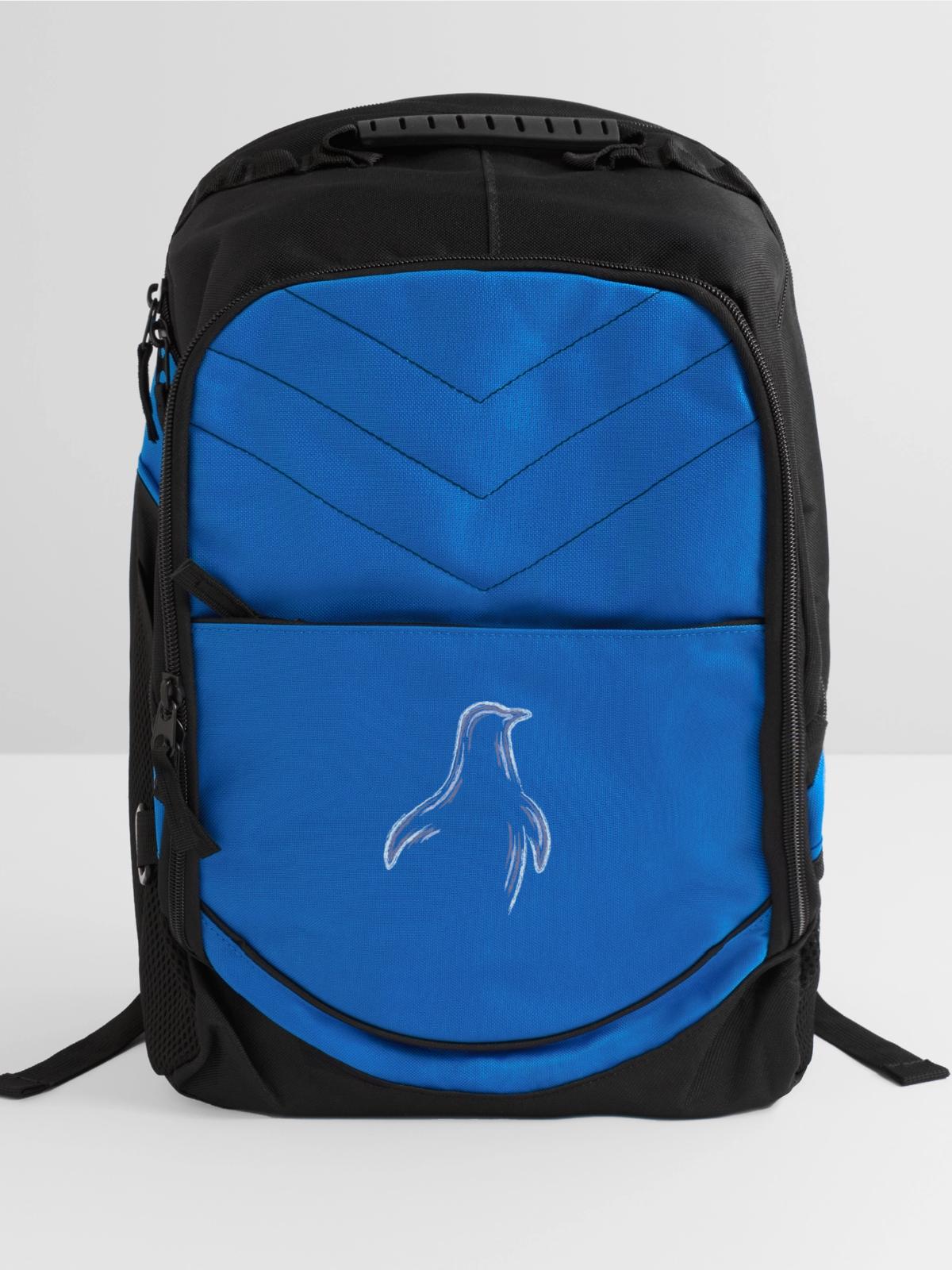 Penguin Chalk Drawing - Computer Backpack - royal blue - Front