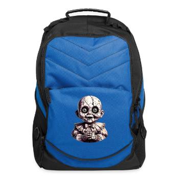 Cracked Porcelain Doll – Haunted Vintage Horror - Computer Backpack - royal blue - Front