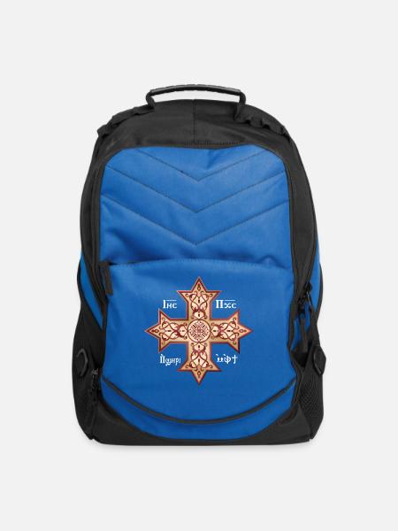 Coptic Cross Golden Icon - Computer Backpack - royal blue