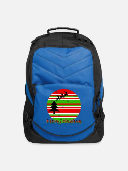 Stripe Christmas Reindeer Circle - Computer Backpack - royal blue