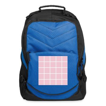 Pink Minimal Checker Pattern - Computer Backpack - royal blue - Front