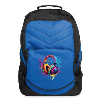 Neon Splash Headphones Art - Computer Backpack - royal blue - Front