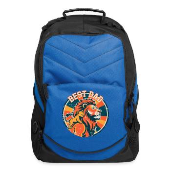 Best Dad Lion Round Badge - Computer Backpack - royal blue - Front
