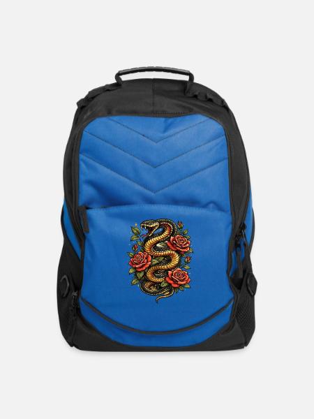 Snake and Rose Tapestry - Computer Backpack - royal blue