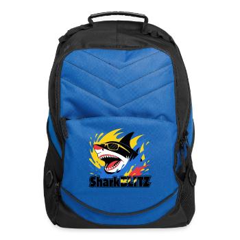 Neon Shark Splash Sunglasses Tee - Computer Backpack - royal blue - Front