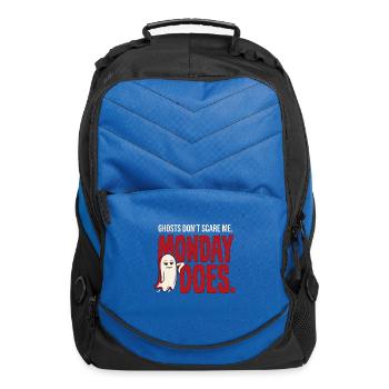 Retro Funny Halloween Ghost Monday Shirt - Computer Backpack - royal blue - Front