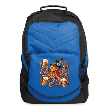 Octopus with Beer, Pretzel, and Gingerbread Hearts - Computer Backpack - royal blue - Front