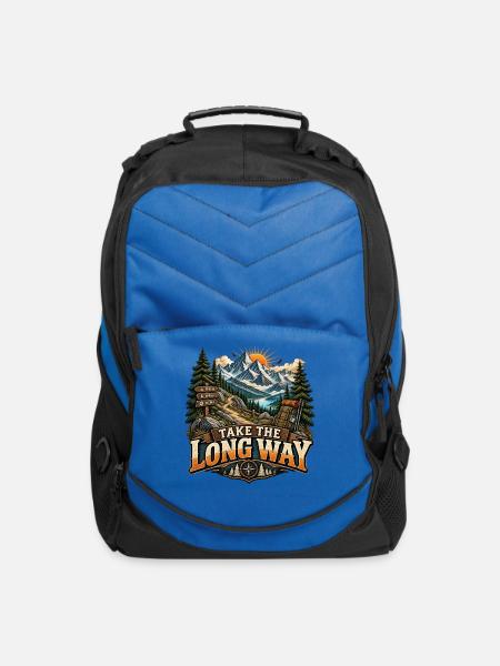 Take the Long Way Adventure Crest - Computer Backpack - royal blue