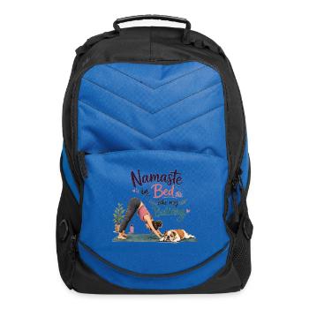 Namaste in Bed Like My Bulldog - Computer Backpack - royal blue - Front
