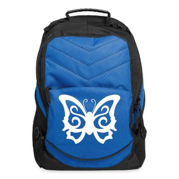 Tribal Butterfly White - Computer Backpack - royal blue - Front