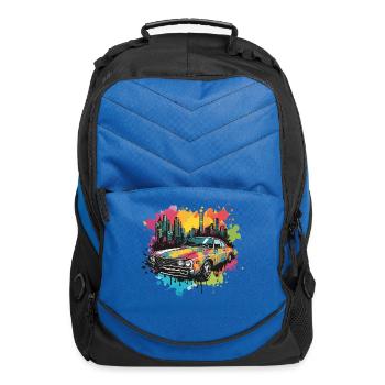 Retro Splash Neon Car - Computer Backpack - royal blue - Front