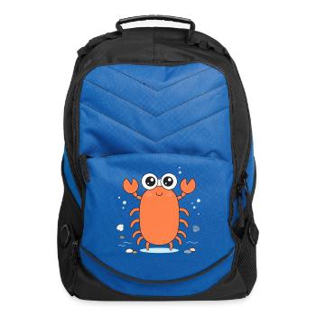 Cute Cheerful Cartoon Crab - Computer Backpack - royal blue - Front