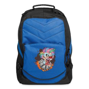 Psycho Clown Head – Crazy Evil Jester - Computer Backpack - royal blue - Front