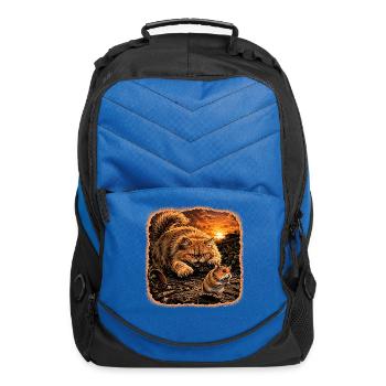 Sunset Standoff: Cat vs Mouse in Ruins - Computer Backpack - royal blue - Front