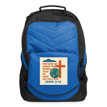 Earth Cross John 3:16 - Computer Backpack - royal blue - Front