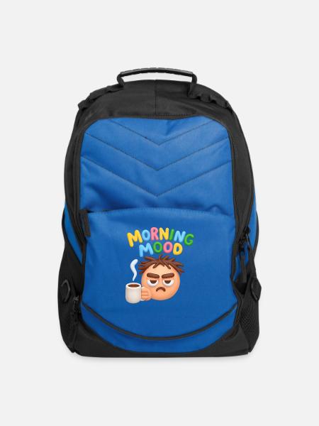 Grumpy Morning Mood Coffee Face - Computer Backpack - royal blue
