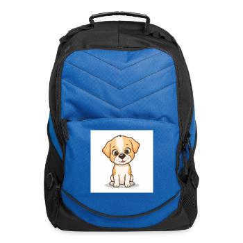 Adorable Cartoon Puppy - Computer Backpack - royal blue - Front
